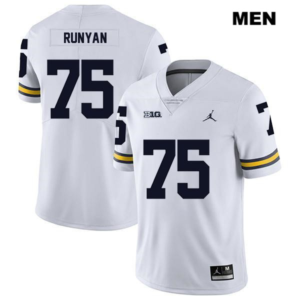 Men's NCAA Michigan Wolverines Jon Runyan #75 White Jordan Brand Authentic Stitched Legend Football College Jersey DY25W36XE
